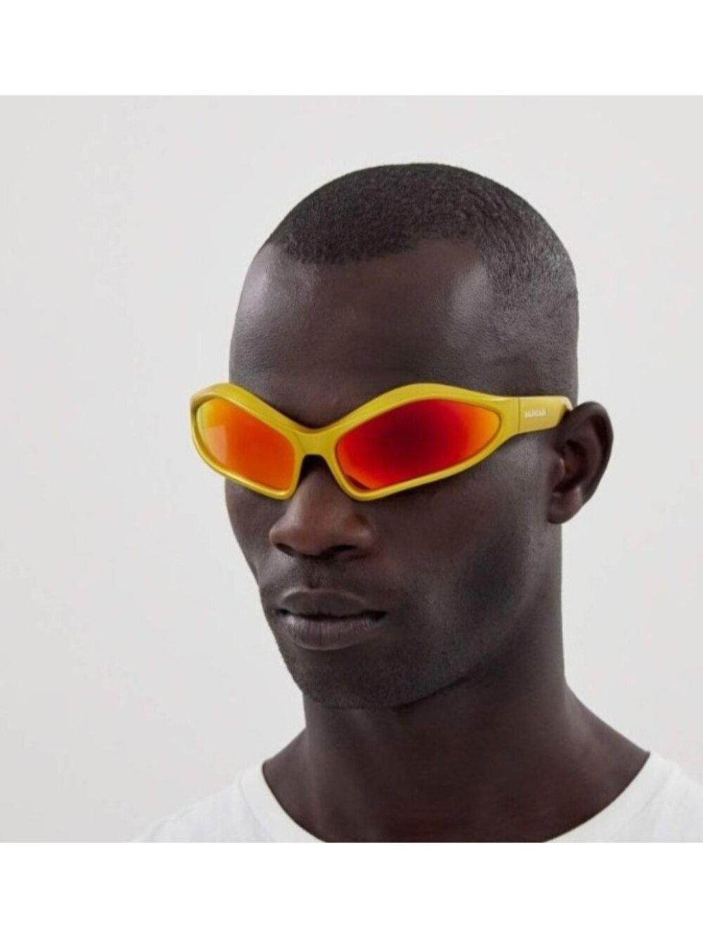 NEW BALENCIAGA BB0314S 004 SUNGLASSES YELLOW GEOMETRIC UNISEX EYEWEAR BALENCIAGA - Picture 2 of 10